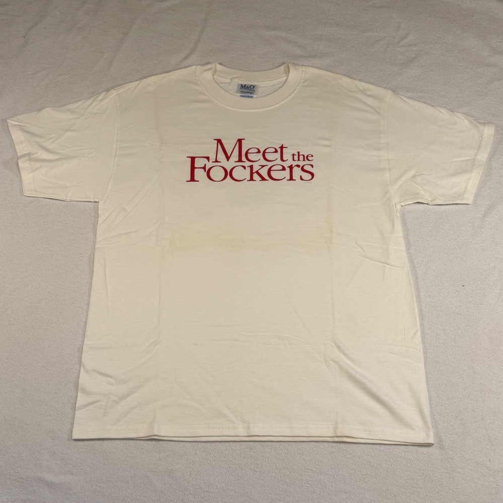 Vintage 2004 Meet the Fockers Movie Promo White T-Shirt Mens L M&O Knits Y2K